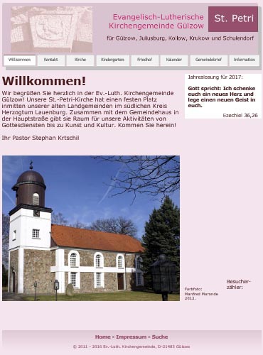 Internet-Auftritt Kirchengemeinde Gülzow