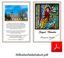 Klappkarte für Kirche in Breitenfelde, Chor-Fenster Geburt
