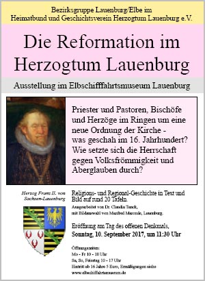 Plakat Ausstellung "Die Reformation im Herzogtum Lauenburg"